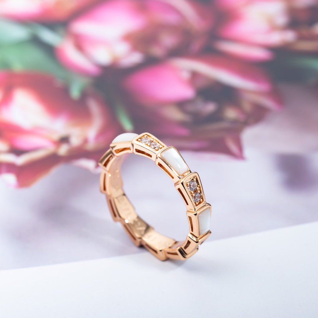 [Vellora Opalyn]SERPENTI RING PINK GOLD DIAMOND MOP 3MM