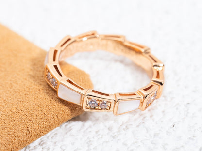 [Vellora Opalyn]SERPENTI RING PINK GOLD DIAMOND MOP 3MM