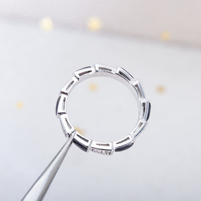 [Vellora Opalyn]SERPENTI RING SILVER  DIAMOND BLACK MOP 3MM