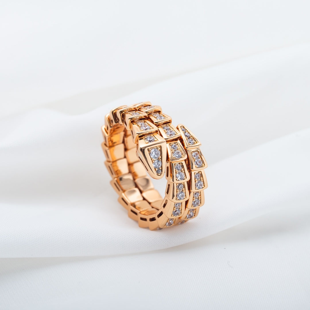 [Vellora Opalyn]SERPENTI RING PINK GOLD DIAMOND DOUBLE ROW