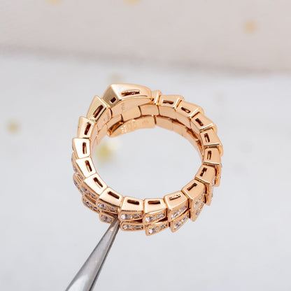 [Vellora Opalyn]SERPENTI RING PINK GOLD DIAMOND DOUBLE ROW