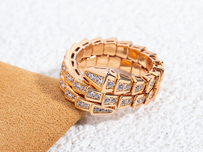 [Vellora Opalyn]SERPENTI RING PINK GOLD DIAMOND DOUBLE ROW