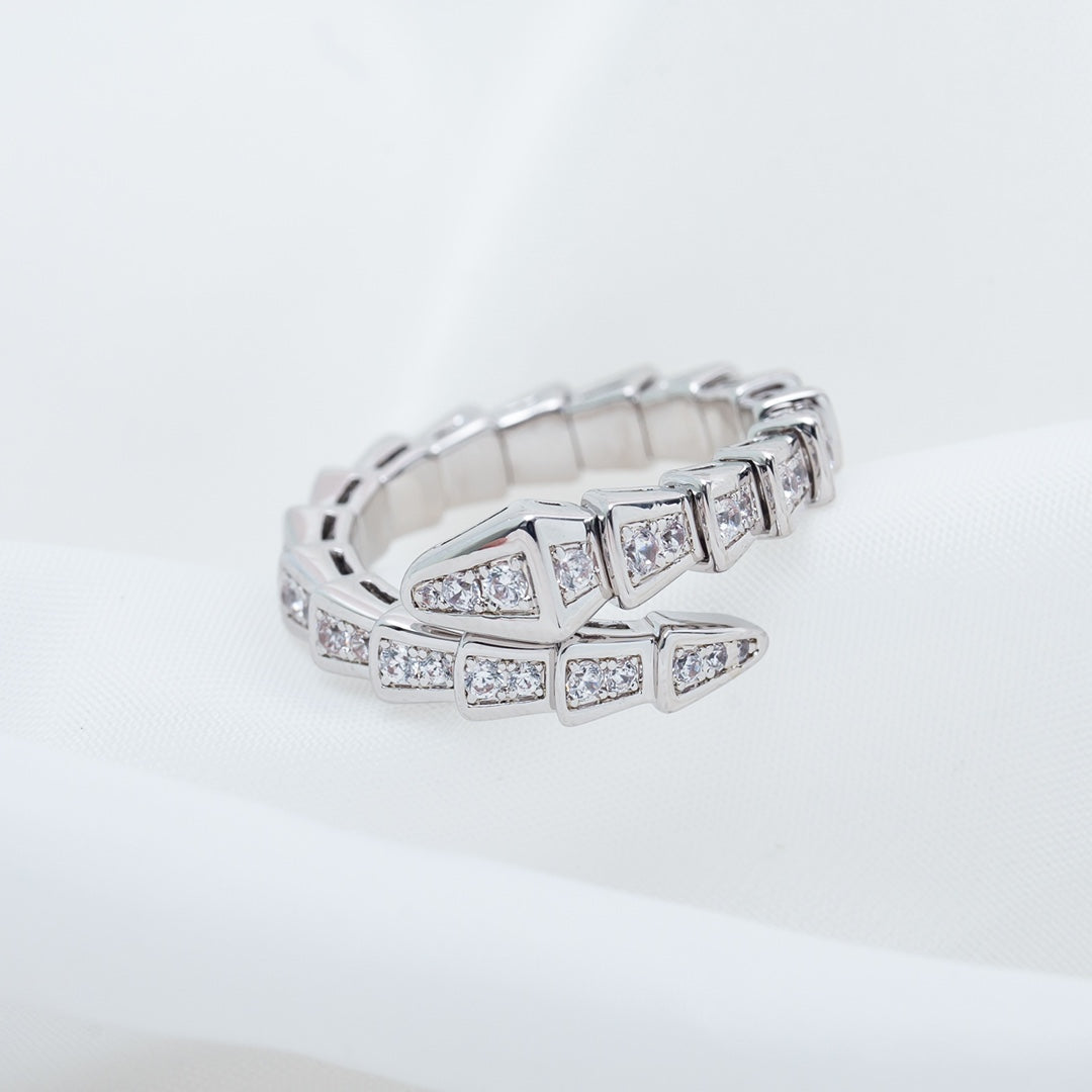 [Vellora Opalyn]SERPENTI RING SILVER DIAMOND PAVED 4MM
