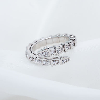 [Vellora Opalyn]SERPENTI RING SILVER DIAMOND PAVED 4MM