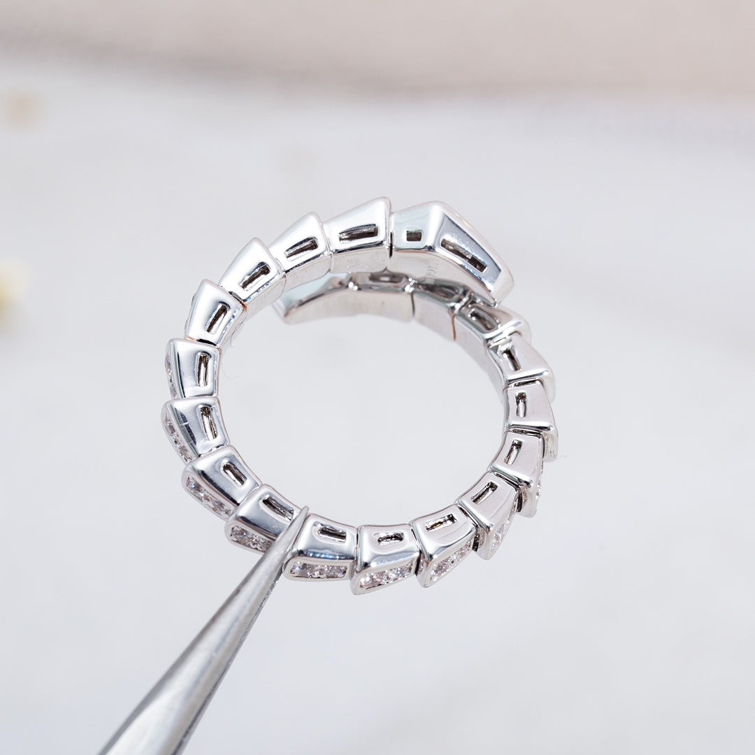 [Vellora Opalyn]SERPENTI RING SILVER DIAMOND PAVED 4MM
