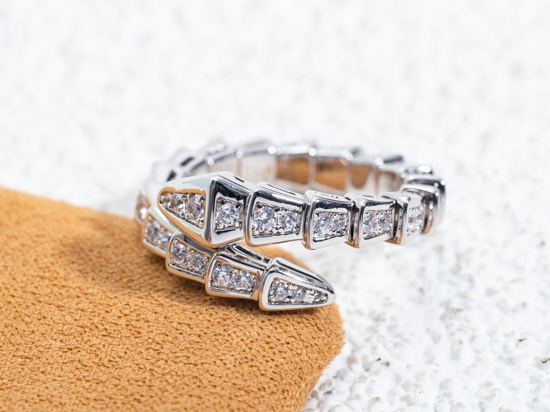 [Vellora Opalyn]SERPENTI RING SILVER DIAMOND PAVED 4MM