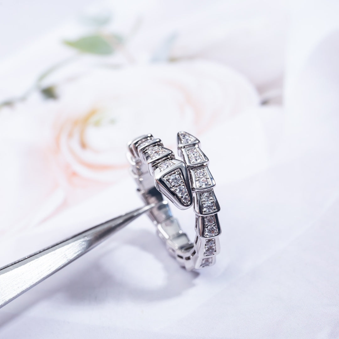 [Vellora Opalyn]SERPENTI RING SILVER DIAMOND PAVED 4MM