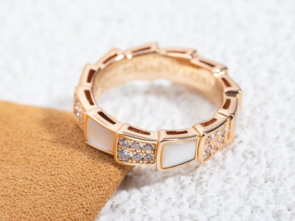 [Vellora Opalyn]SERPENTI RING PINK GOLD MOP DIAMOND PAVED 4MM