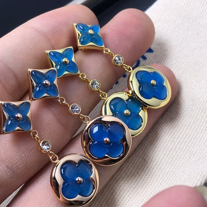 [Vellora Opalyn]STAR AND SUN AGATE DIAMOND EARRINGS