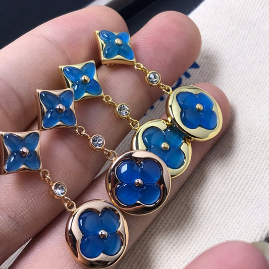 [Vellora Opalyn]STAR AND SUN AGATE DIAMOND EARRINGS