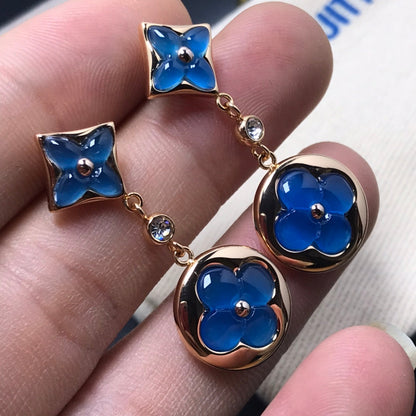[Vellora Opalyn]STAR AND SUN AGATE DIAMOND EARRINGS