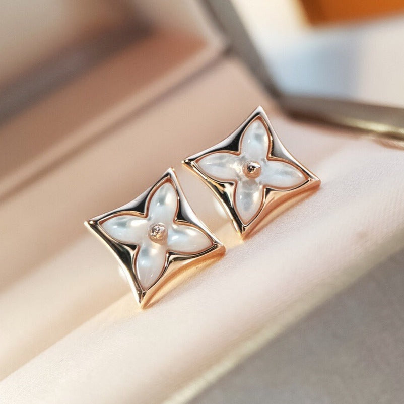 [Vellora Opalyn]STAR MOP PINK GOLD EARRINGS