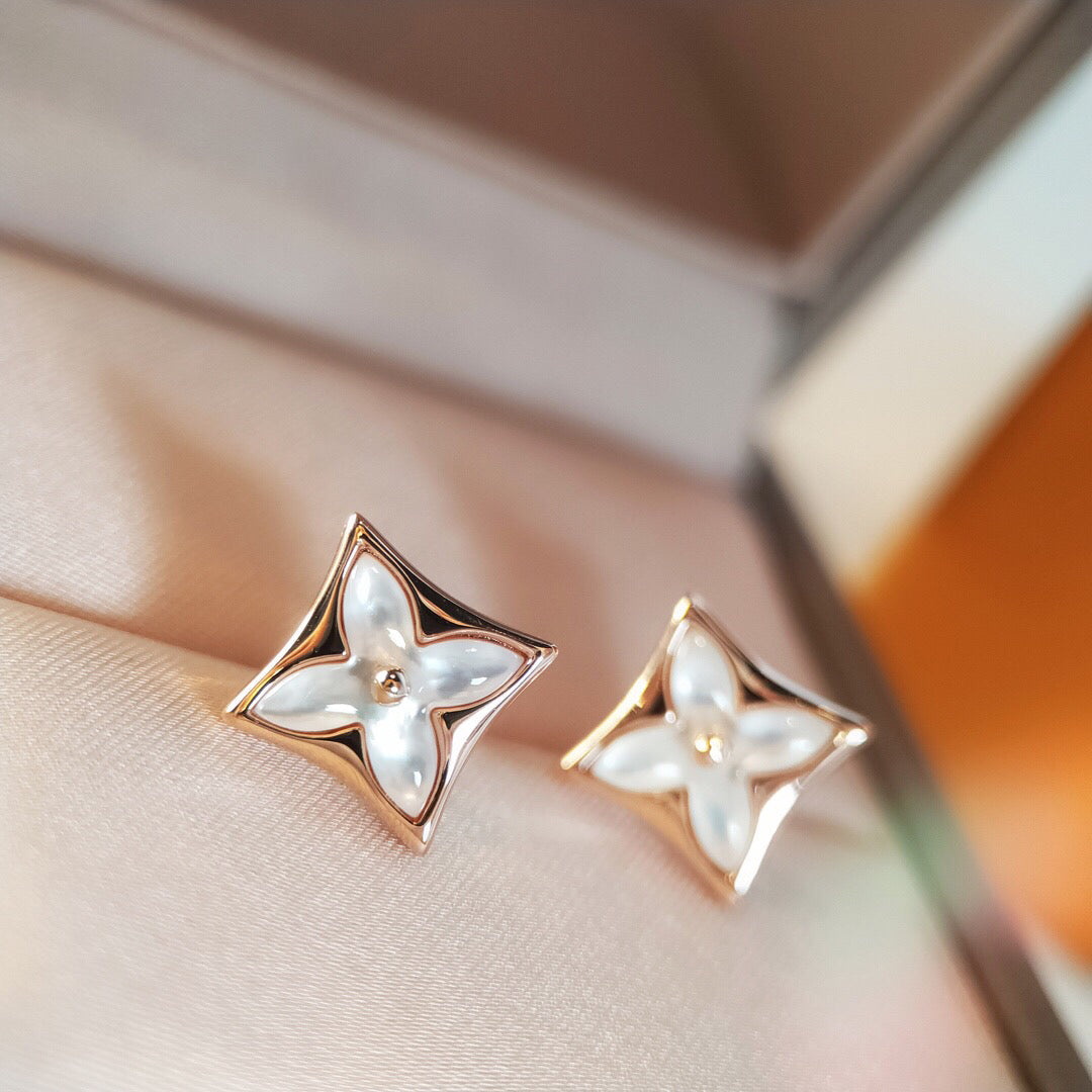 [Vellora Opalyn]STAR MOP PINK GOLD EARRINGS
