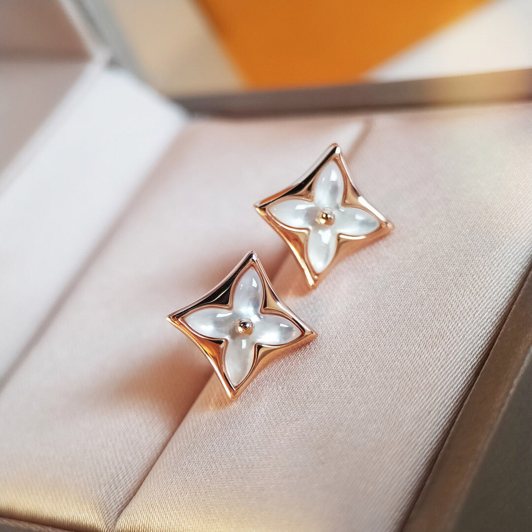 [Vellora Opalyn]STAR MOP PINK GOLD EARRINGS