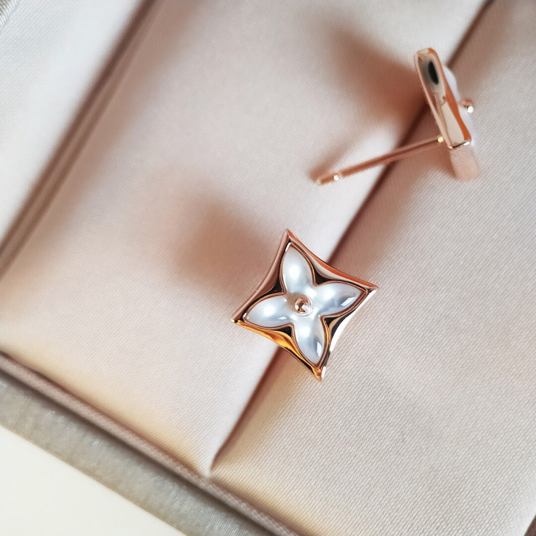 [Vellora Opalyn]STAR MOP PINK GOLD EARRINGS