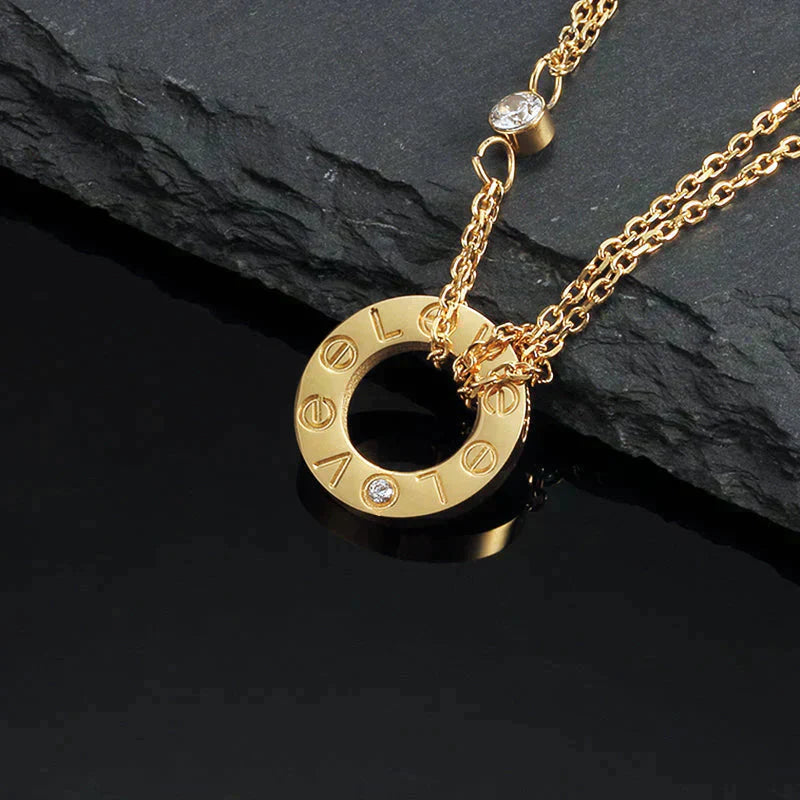 [Vellora Opalyn]LOVE NECKLACE 16MM 2 DIAMONDS