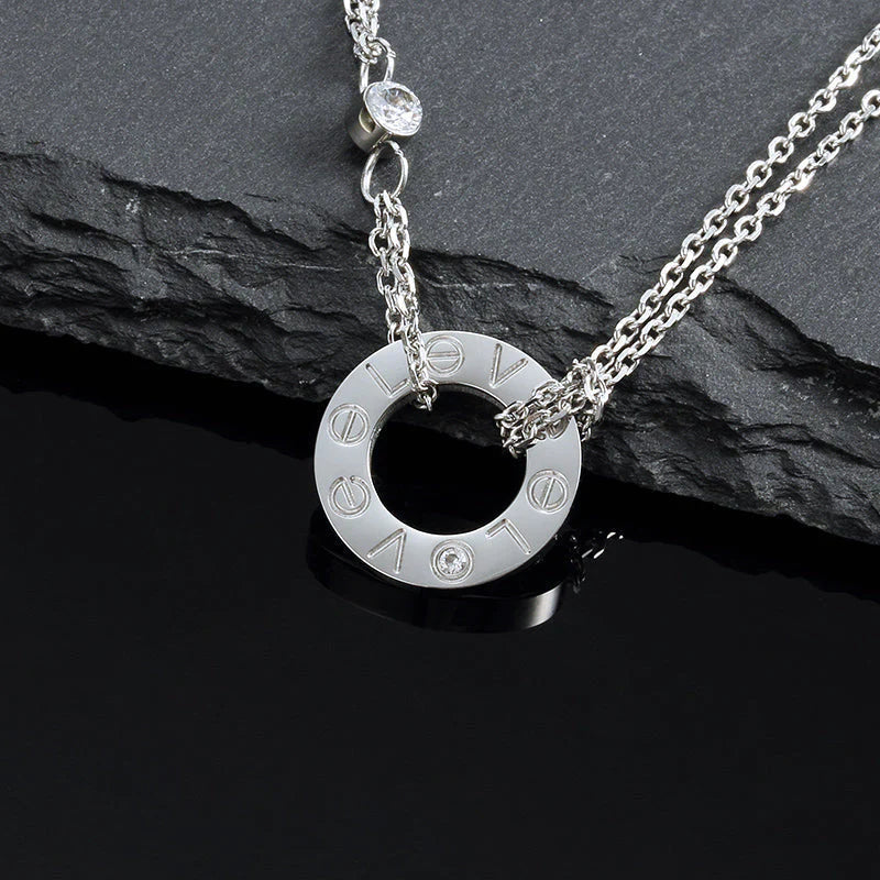 [Vellora Opalyn]LOVE NECKLACE 16MM 2 DIAMONDS