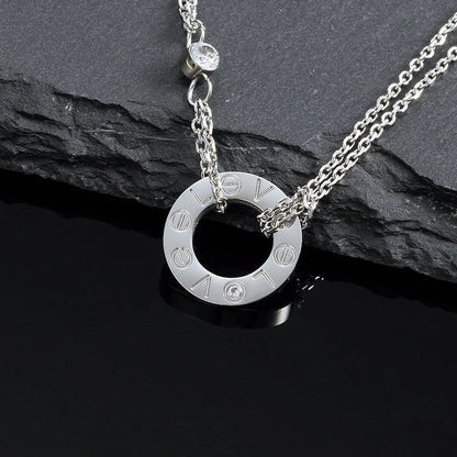 [Vellora Opalyn]LOVE NECKLACE 16MM 2 DIAMONDS