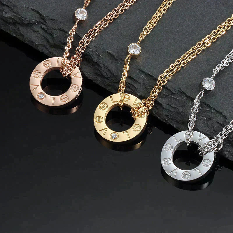 [Vellora Opalyn]LOVE NECKLACE 16MM 2 DIAMONDS