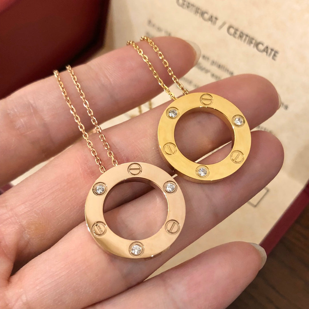 [Vellora Opalyn]LOVE NECKLACE 16MM 3 DIAMONDS