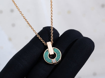 [Vellora Opalyn]GARI NECKLACE PINK GOLD MALACHITE