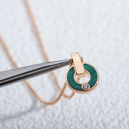 [Vellora Opalyn]GARI NECKLACE PINK GOLD MALACHITE