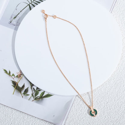 [Vellora Opalyn]GARI NECKLACE PINK GOLD MALACHITE