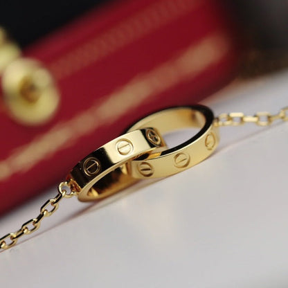 [Vellora Opalyn]LOVE NECKLACE DOUBLE RING GOLD