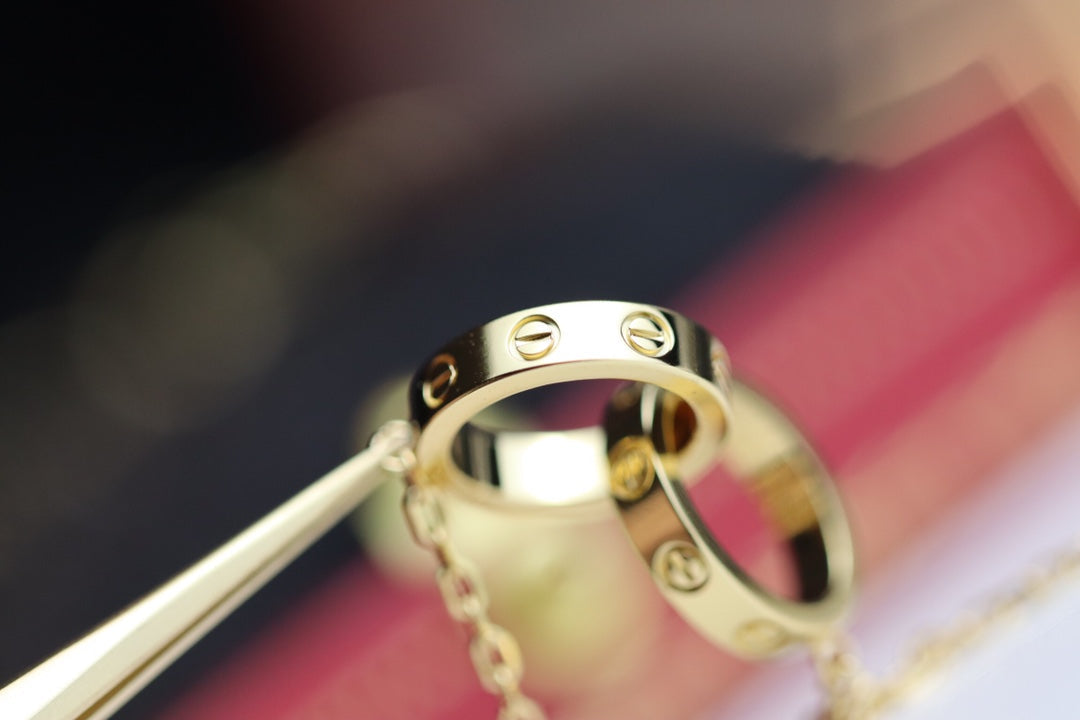 [Vellora Opalyn]LOVE NECKLACE DOUBLE RING GOLD