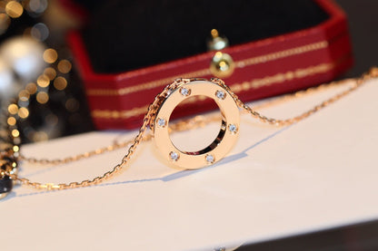 [Vellora Opalyn]LOVE NECKLACE 16MM 6 DIAMONDS PINK GOLD