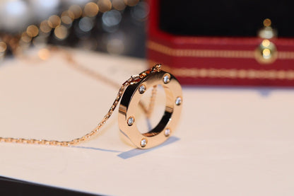 [Vellora Opalyn]LOVE NECKLACE 16MM 6 DIAMONDS PINK GOLD