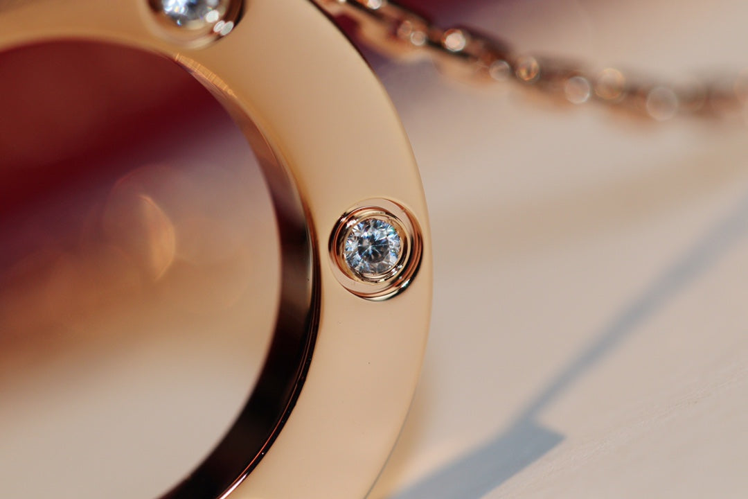 [Vellora Opalyn]LOVE NECKLACE 16MM 6 DIAMONDS PINK GOLD