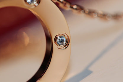 [Vellora Opalyn]LOVE NECKLACE 16MM 6 DIAMONDS PINK GOLD
