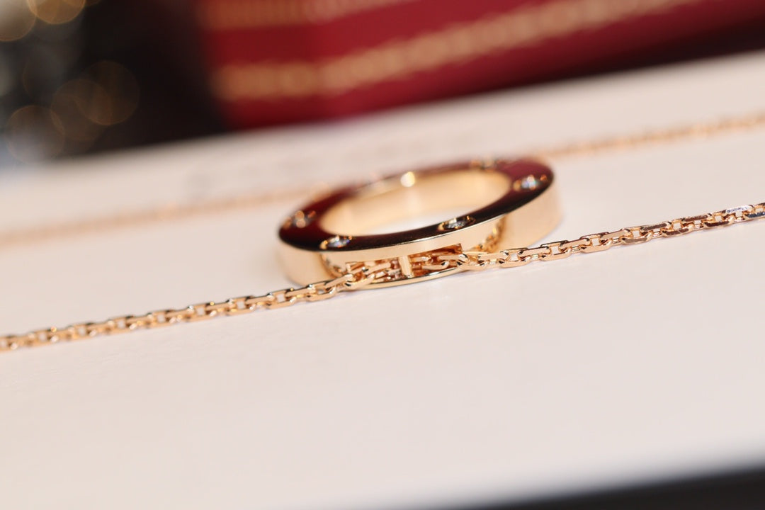 [Vellora Opalyn]LOVE NECKLACE 16MM 6 DIAMONDS PINK GOLD