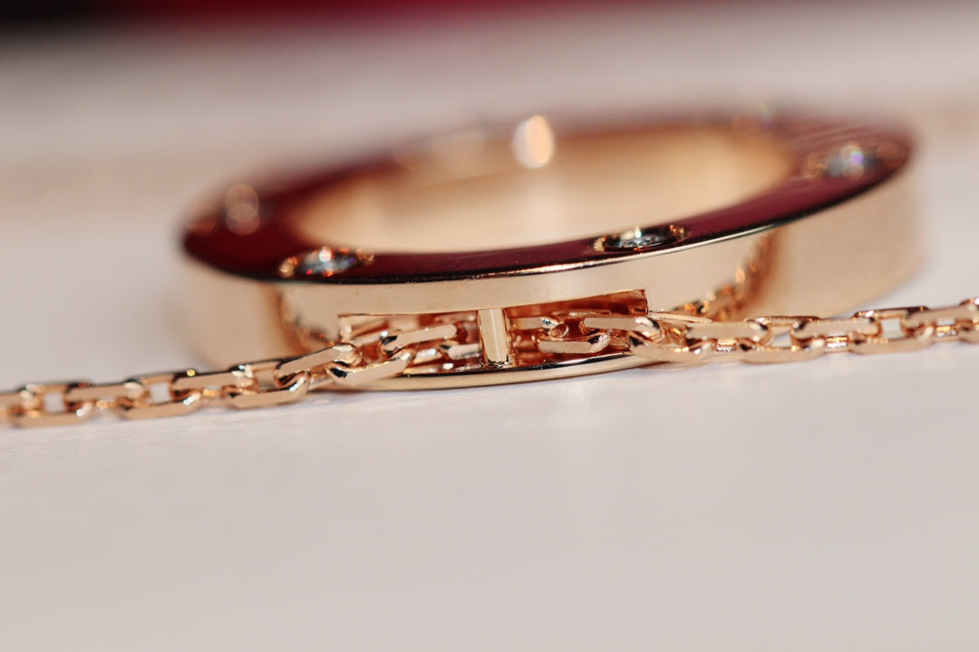 [Vellora Opalyn]LOVE NECKLACE 16MM 6 DIAMONDS PINK GOLD