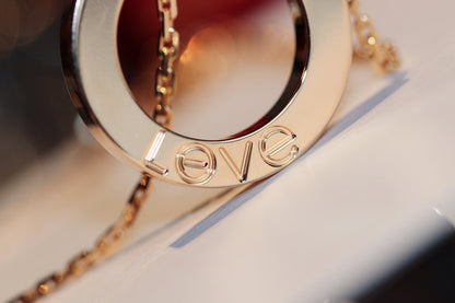 [Vellora Opalyn]LOVE NECKLACE 16MM 6 DIAMONDS PINK GOLD