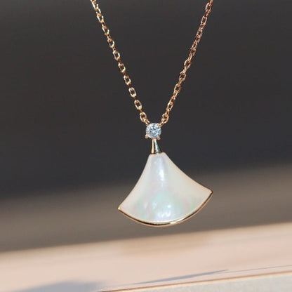 [Vellora Opalyn]DREAM NECKLACE WHITE MOP PINK GOLD 1 DIAMOND