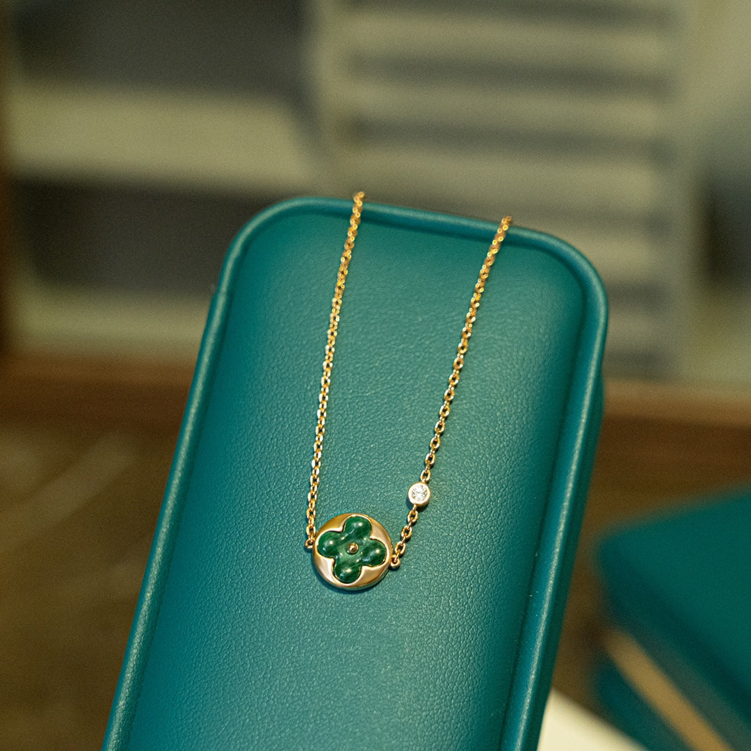 [Vellora Opalyn]SUN MALACHITE 1 DIAMOND PINK GOLD BRACELET