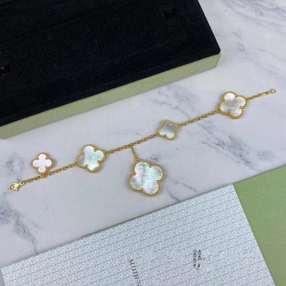 [Vellora Opalyn]MAGIC CLOVER MOP GOLD BRACELET 5 MOTIFS