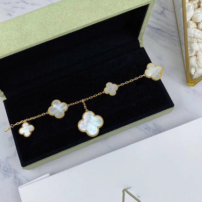 [Vellora Opalyn]MAGIC CLOVER MOP GOLD BRACELET 5 MOTIFS