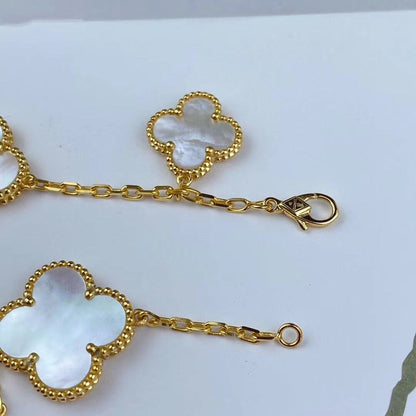 [Vellora Opalyn]MAGIC CLOVER MOP GOLD BRACELET 5 MOTIFS
