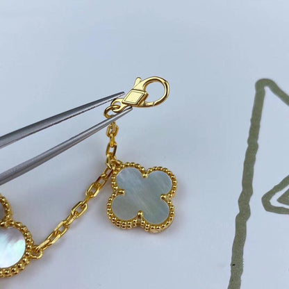 [Vellora Opalyn]MAGIC CLOVER MOP GOLD BRACELET 5 MOTIFS