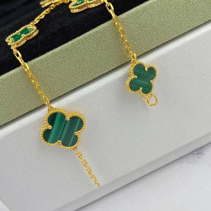 [Vellora Opalyn]MAGIC CLOVER MALACHITE GOLD BRACELET 5 MOTIFS