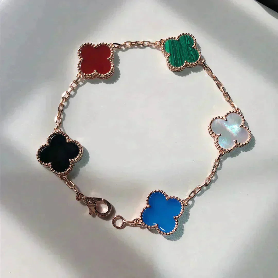 [Vellora Opalyn]CLOVER 5 MOTIFS MULTICOLOR  BRACELET