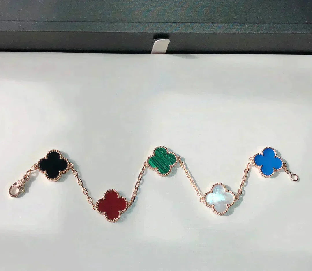 [Vellora Opalyn]CLOVER 5 MOTIFS MULTICOLOR  BRACELET