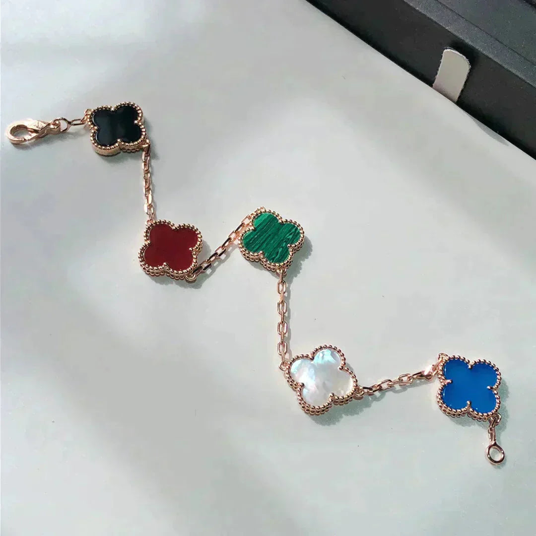 [Vellora Opalyn]CLOVER 5 MOTIFS MULTICOLOR  BRACELET