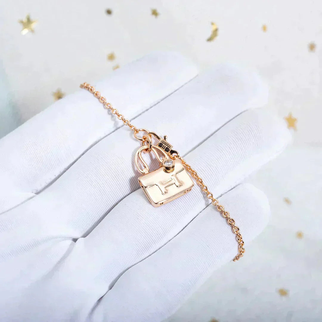 [Vellora Opalyn]AMULETTE PEDANT ROSE GOLD NECKLACE