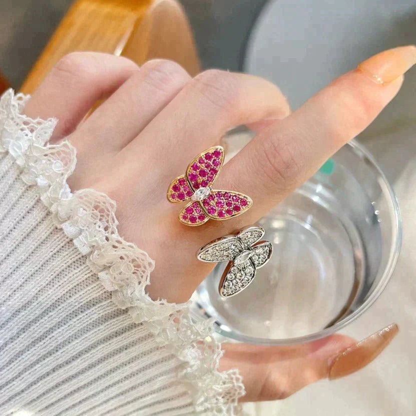 [Vellora Opalyn]TWIN BUTTERFLY DIAMOND RING
