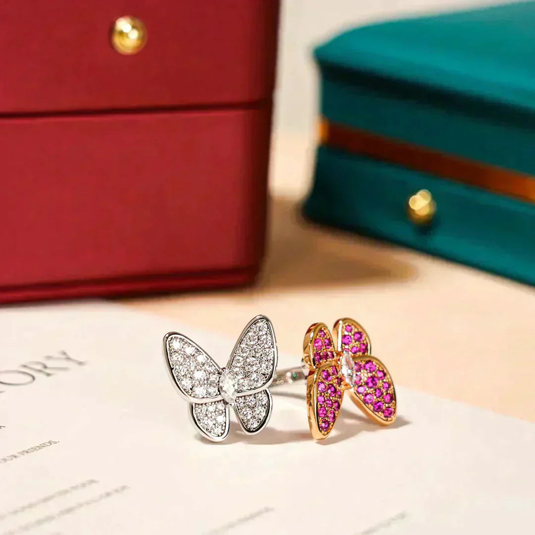[Vellora Opalyn]TWIN BUTTERFLY DIAMOND RING