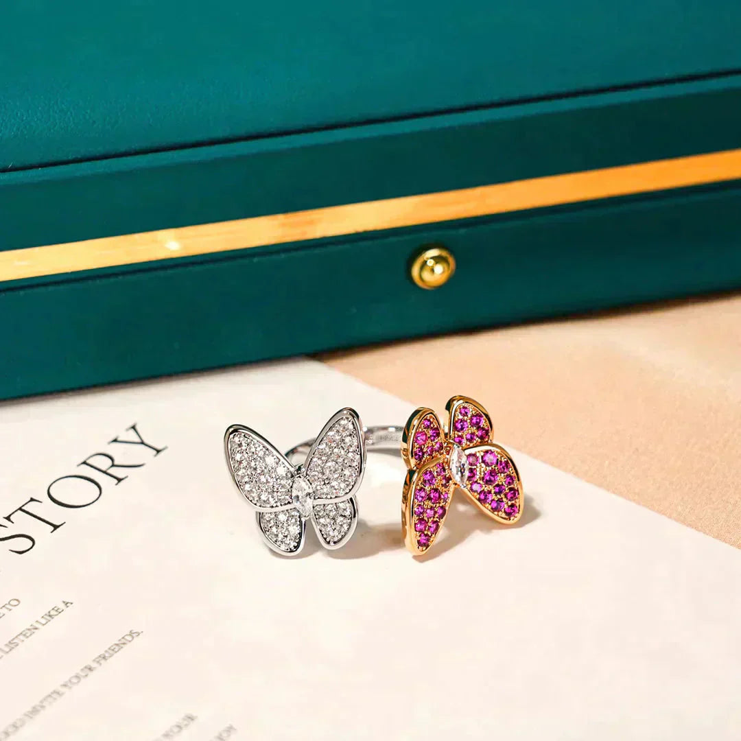 [Vellora Opalyn]TWIN BUTTERFLY DIAMOND RING